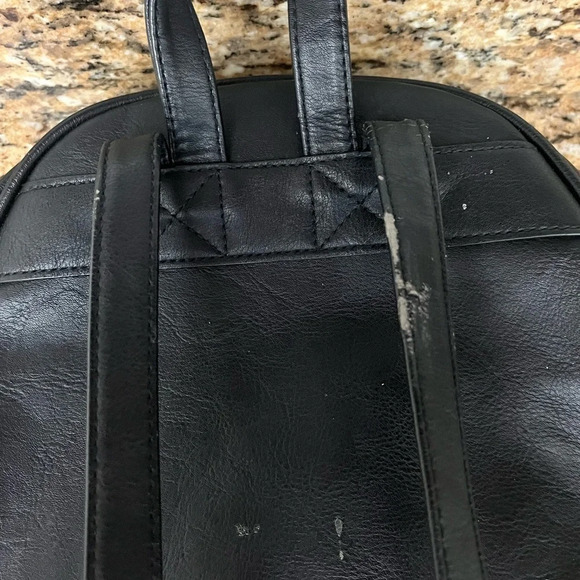 Big Buddha Backpack Purse Black Vegan Leather 9x11x5 Gold Hardware N85 - Picture 8 of 8